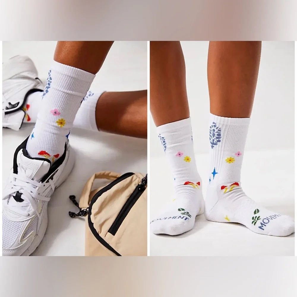 NWT Free People FP Movement Forager Hike Socks - white combo - one size